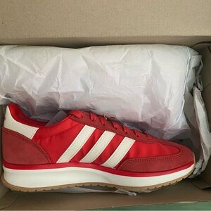 adidas Red Athletic Sneaker with White Stripes
